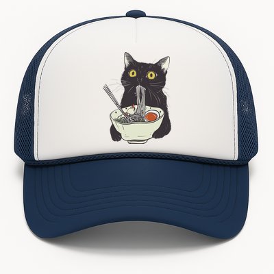 Funny Cat Eating Ramen Vintage Japanese Noodles Trucker Hat