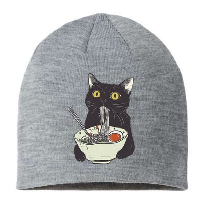 Funny Cat Eating Ramen Vintage Japanese Noodles Sustainable Beanie