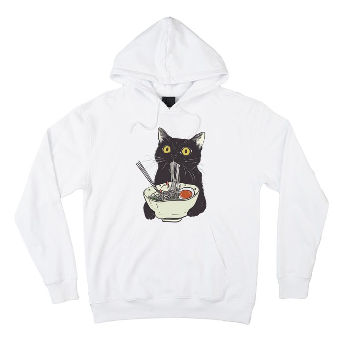 Funny Cat Eating Ramen Vintage Japanese Noodles Hoodie