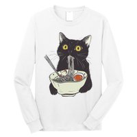 Funny Cat Eating Ramen Vintage Japanese Noodles Long Sleeve Shirt