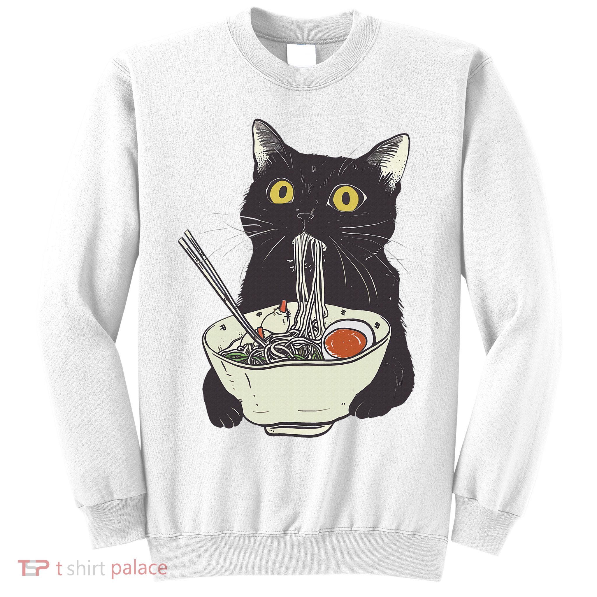 Funny Cat Eating Ramen Vintage Japanese Noodles Sweatshirt