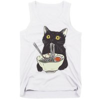 Funny Cat Eating Ramen Vintage Japanese Noodles Tank Top