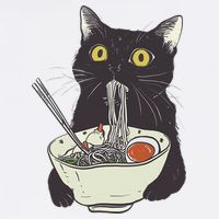 Funny Cat Eating Ramen Vintage Japanese Noodles Tank Top