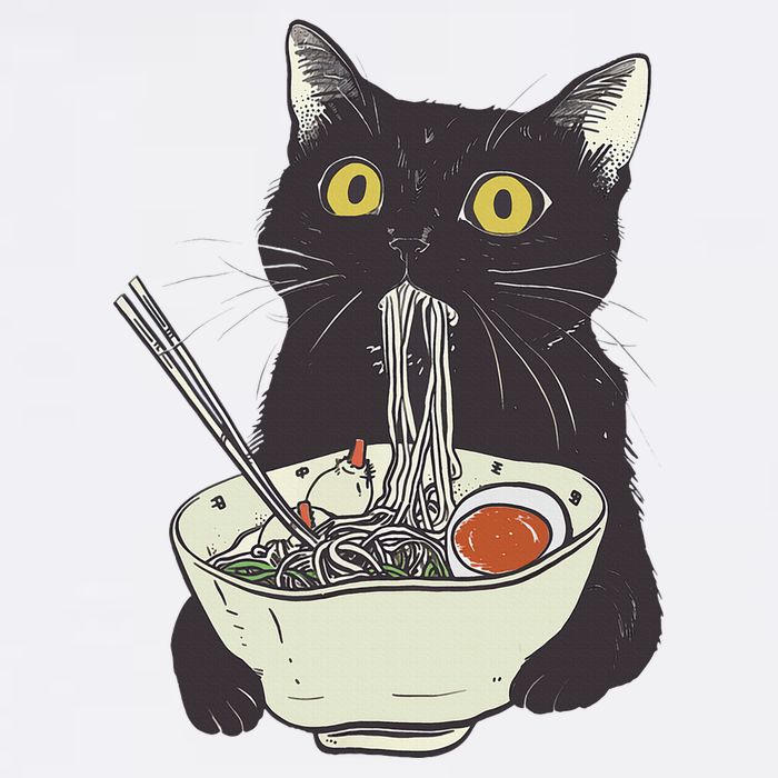 Funny Cat Eating Ramen Vintage Japanese Noodles Tank Top