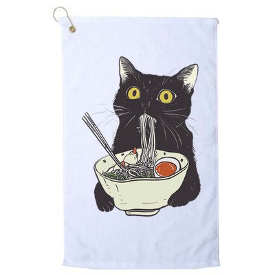 Funny Cat Eating Ramen Vintage Japanese Noodles Golf Towel