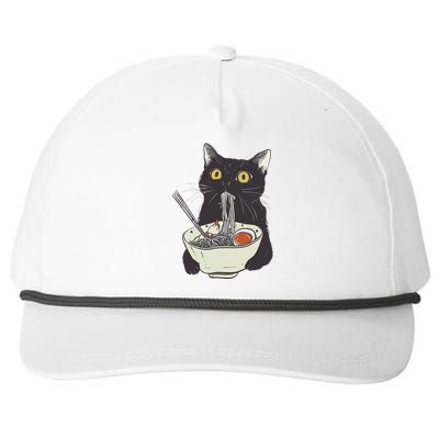 Funny Cat Eating Ramen Vintage Japanese Noodles Snapback Five-Panel Rope Hat