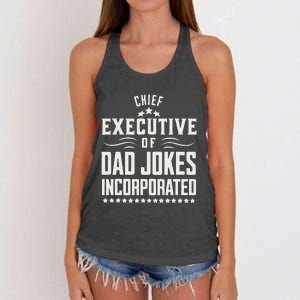 Funny Chief Executive Of Dad Jokes Incorporated Women's Knotted Racerback Tank