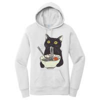 Funny Cat Eating Ramen Vintage Japanese Noodles Women's Pullover Hoodie