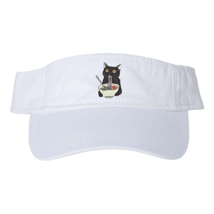 Funny Cat Eating Ramen Vintage Japanese Noodles Valucap Bio-Washed Visor