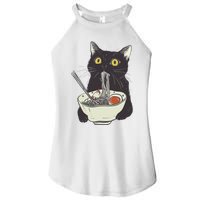 Funny Cat Eating Ramen Vintage Japanese Noodles Women's Perfect Tri Rocker Tank