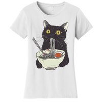 Funny Cat Eating Ramen Vintage Japanese Noodles Women's T-Shirt