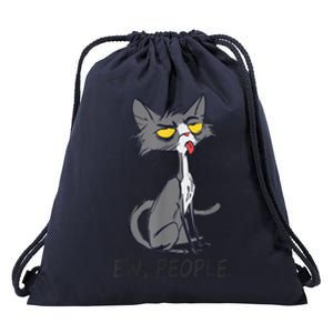 Funny Cat Ew People Meowy Cat Lovers Drawstring Bag