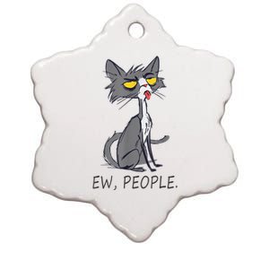 Funny Cat Ew People Meowy Cat Lovers Ceramic Star Ornament