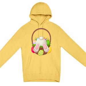 Funny Cute Easter Bunny Bottom Basket Easter Eggs Premium Pullover Hoodie