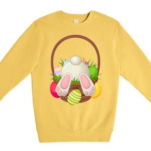 Funny Cute Easter Bunny Bottom Basket Easter Eggs Premium Crewneck Sweatshirt