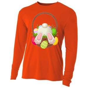 Funny Cute Easter Bunny Bottom Basket Easter Eggs Cooling Performance Long Sleeve Crew