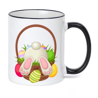 Funny Cute Easter Bunny Bottom Basket Easter Eggs 11oz Black Color Changing Mug