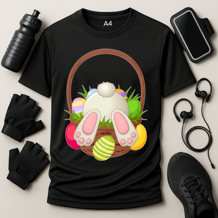 Funny Cute Easter Bunny Bottom Basket Easter Eggs Cooling Performance Crew T-Shirt