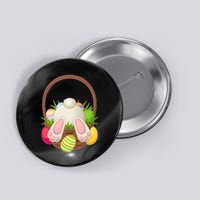 Funny Cute Easter Bunny Bottom Basket Easter Eggs Button