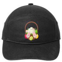 Funny Cute Easter Bunny Bottom Basket Easter Eggs 7-Panel Snapback Hat