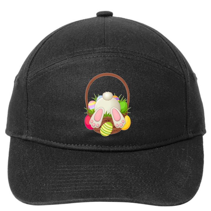Funny Cute Easter Bunny Bottom Basket Easter Eggs 7-Panel Snapback Hat