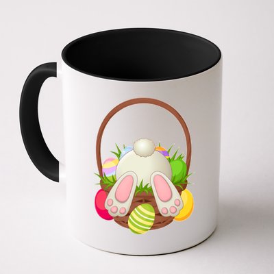 Funny Cute Easter Bunny Bottom Basket Easter Eggs Mug