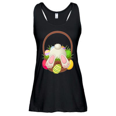 Funny Cute Easter Bunny Bottom Basket Easter Eggs Ladies Essential Flowy Tank