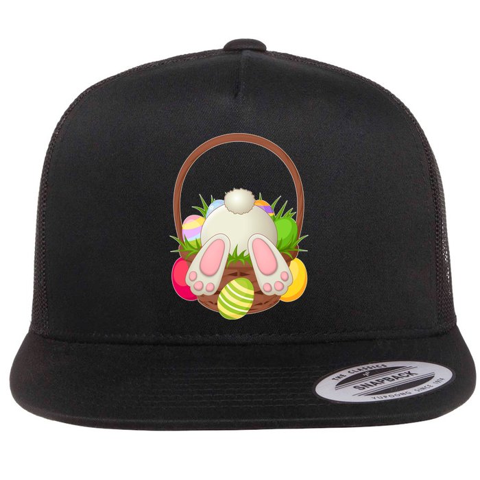 Funny Cute Easter Bunny Bottom Basket Easter Eggs Flatbill Hat