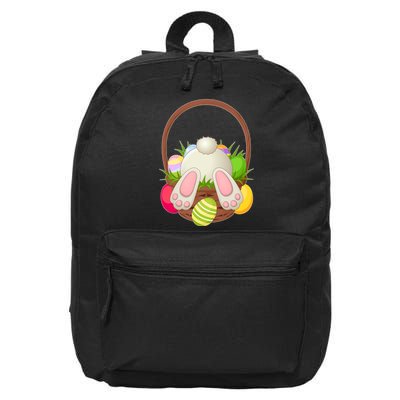Funny Cute Easter Bunny Bottom Basket Easter Eggs 16 in Basic Backpack