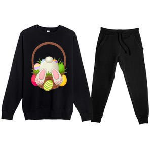 Funny Cute Easter Bunny Bottom Basket Easter Eggs Premium Crewneck Sweatsuit Set