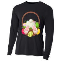 Funny Cute Easter Bunny Bottom Basket Easter Eggs Cooling Performance Long Sleeve Crew