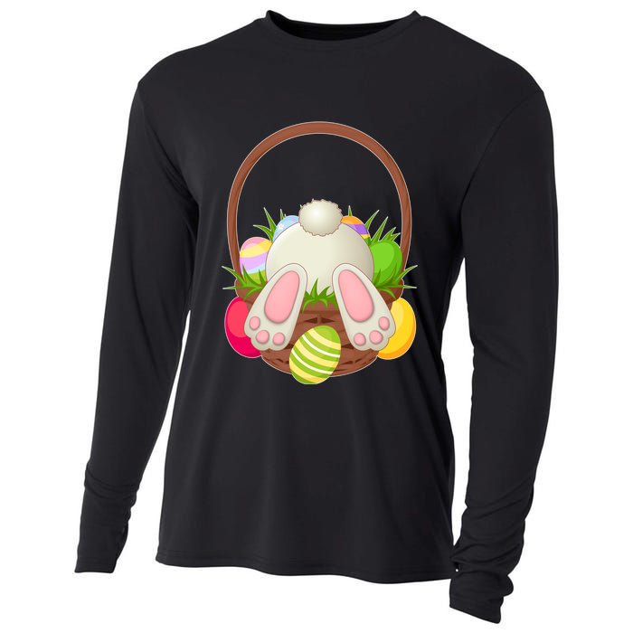 Funny Cute Easter Bunny Bottom Basket Easter Eggs Cooling Performance Long Sleeve Crew