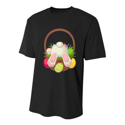 Funny Cute Easter Bunny Bottom Basket Easter Eggs Youth Performance Sprint T-Shirt
