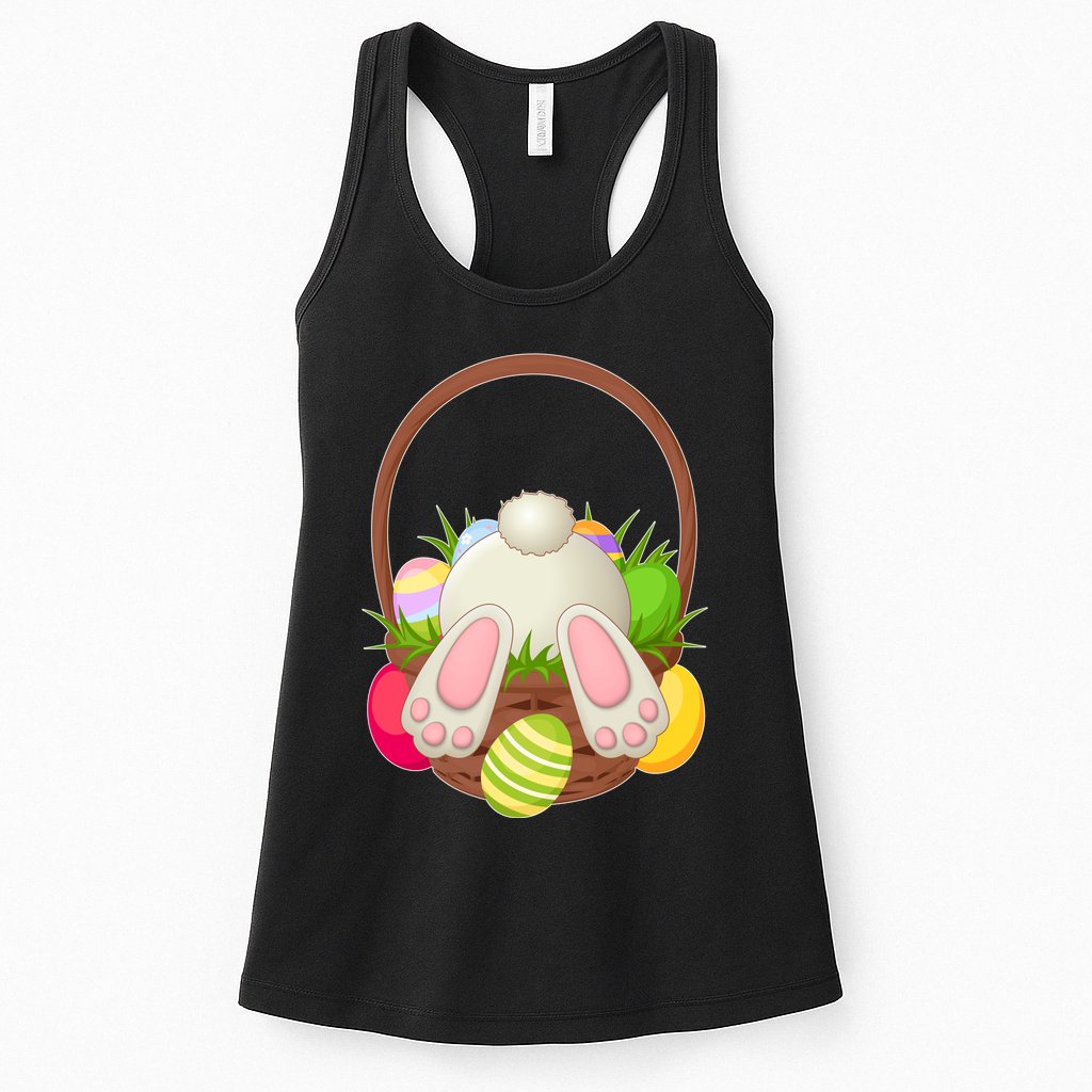 Funny Cute Easter Bunny Bottom Basket Easter Eggs Womens Tank Top