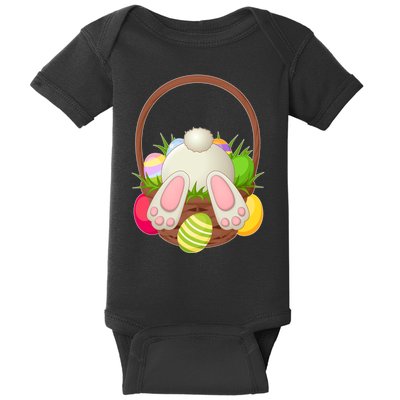 Funny Cute Easter Bunny Bottom Basket Easter Eggs Baby Bodysuit