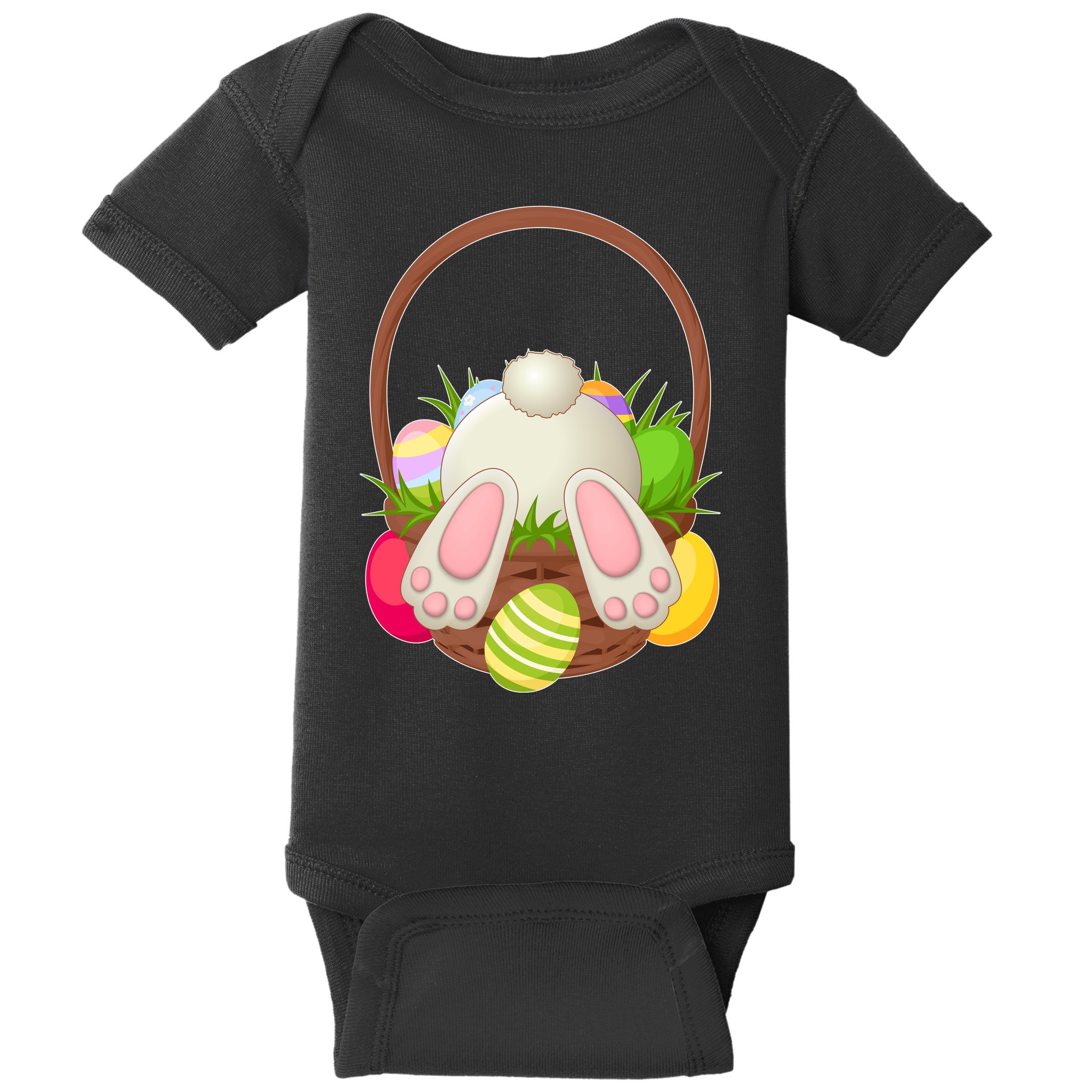 Funny Cute Easter Bunny Bottom Basket Easter Eggs Baby Bodysuit