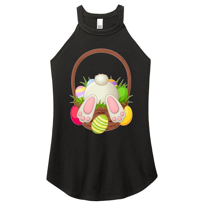 Funny Cute Easter Bunny Bottom Basket Easter Eggs Women's Perfect Tri Rocker Tank