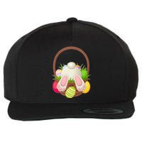 Funny Cute Easter Bunny Bottom Basket Easter Eggs Wool Snapback Cap