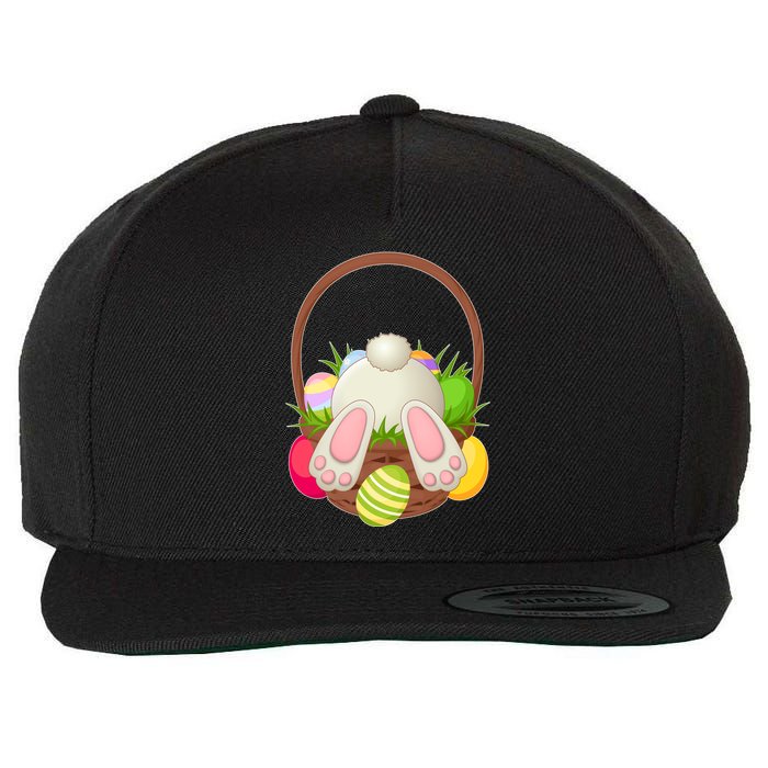 Funny Cute Easter Bunny Bottom Basket Easter Eggs Wool Snapback Cap