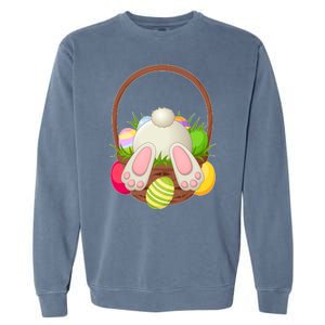 Funny Cute Easter Bunny Bottom Basket Easter Eggs Garment-Dyed Sweatshirt