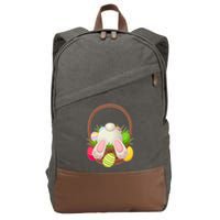 Funny Cute Easter Bunny Bottom Basket Easter Eggs Cotton Canvas Backpack