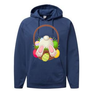 Funny Cute Easter Bunny Bottom Basket Easter Eggs Performance Fleece Hoodie