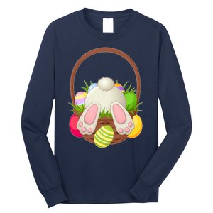 Funny Cute Easter Bunny Bottom Basket Easter Eggs Long Sleeve Shirt