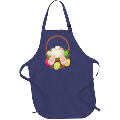 Funny Cute Easter Bunny Bottom Basket Easter Eggs Full-Length Apron With Pockets