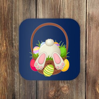 Funny Cute Easter Bunny Bottom Basket Easter Eggs Coaster