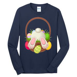 Funny Cute Easter Bunny Bottom Basket Easter Eggs Tall Long Sleeve T-Shirt