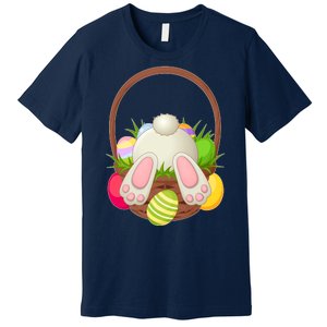 Funny Cute Easter Bunny Bottom Basket Easter Eggs Premium T-Shirt