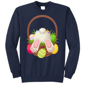 Funny Cute Easter Bunny Bottom Basket Easter Eggs Tall Sweatshirt