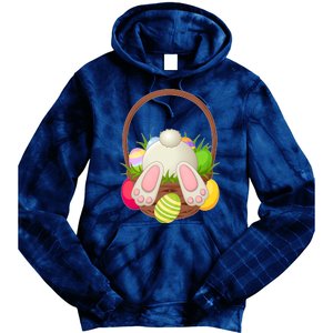 Funny Cute Easter Bunny Bottom Basket Easter Eggs Tie Dye Hoodie