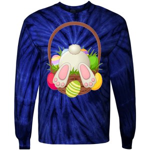 Funny Cute Easter Bunny Bottom Basket Easter Eggs Tie-Dye Long Sleeve Shirt